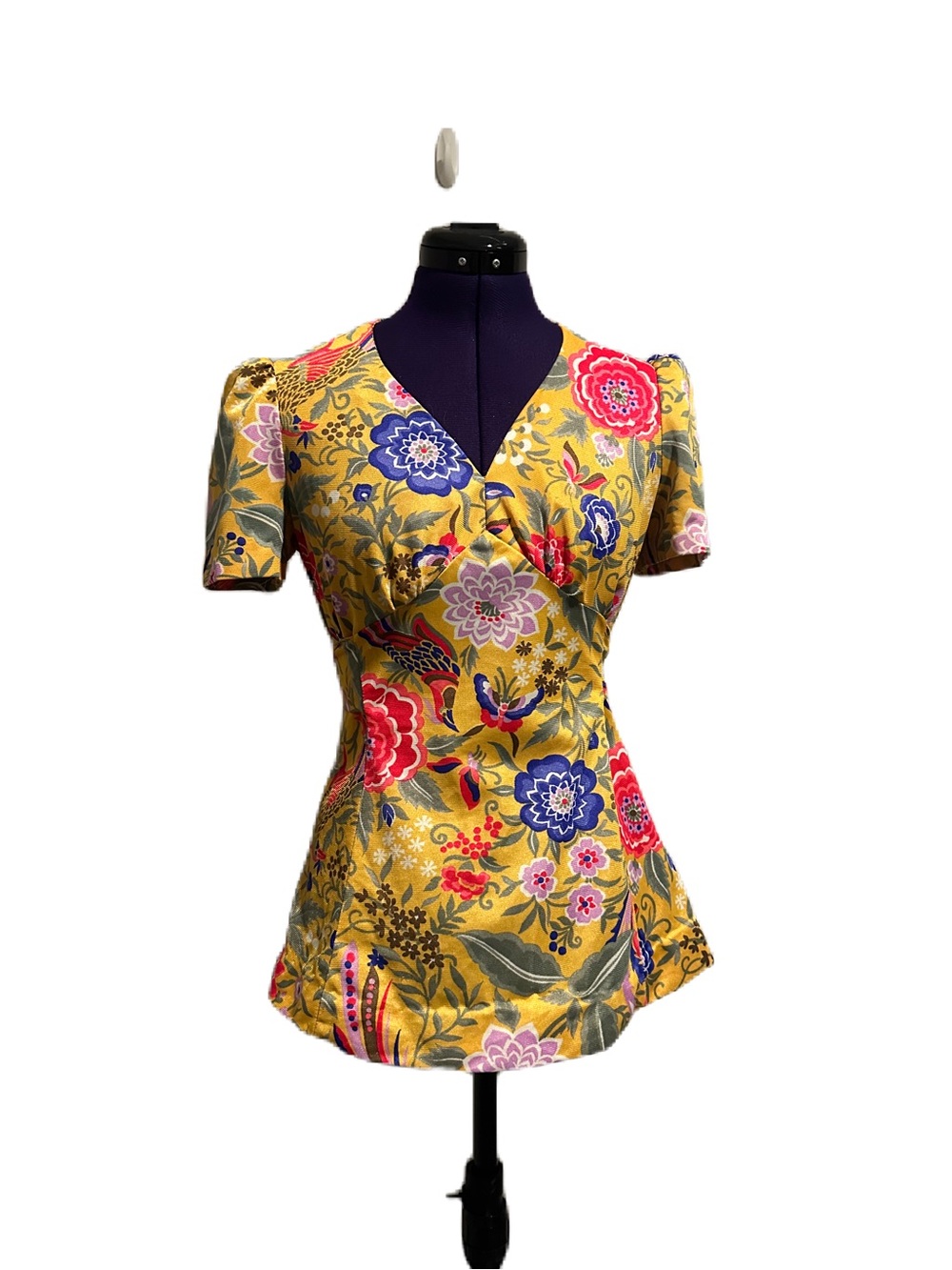 Nobby Yellow Floral Short Sleeve Vintage Style Top